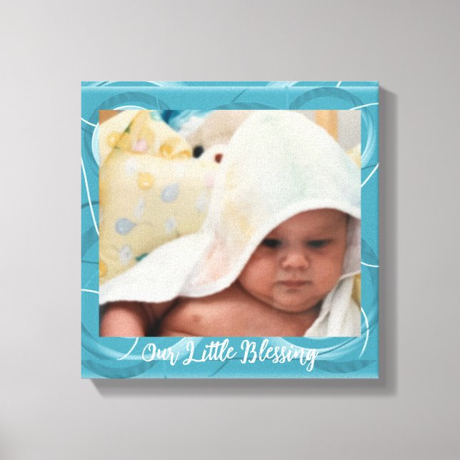 Baby Foto Blå Abstrakt Ram Canvastryck (Framsida)