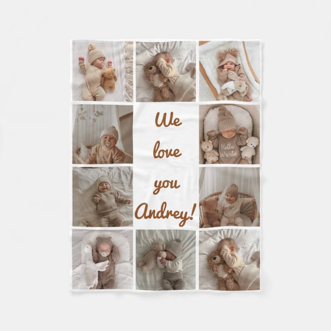 Baby Foto Collage Flanellfilt Fleecefilt (Framsidan)