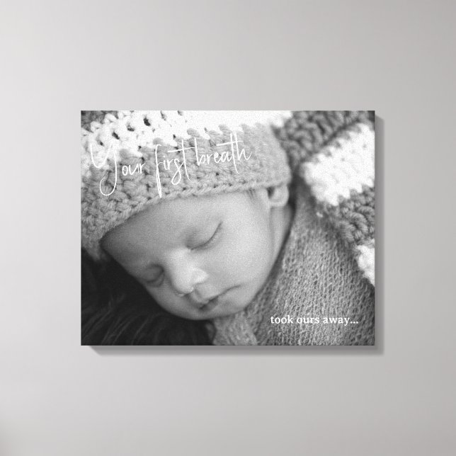 Baby Foto din första andedräkt Canvastryck (Framsida)