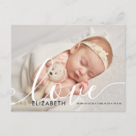 Baby Foto Elegant Skript Kärlek Tack Födelse Meddelande Vykort