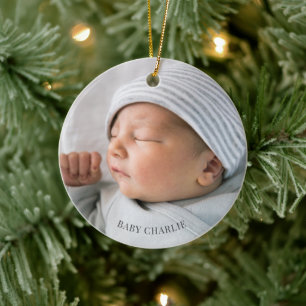 Baby Foto Födelse Julgransprydnad Keramik