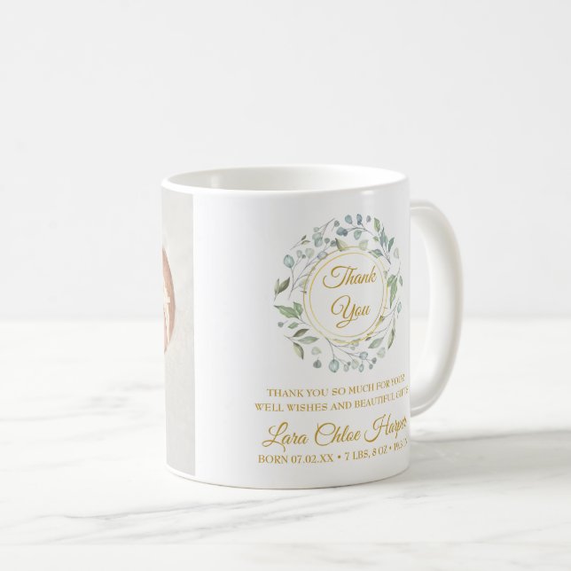 Baby Foto Grönska Guld Tack Kaffemugg (Framsida höger)