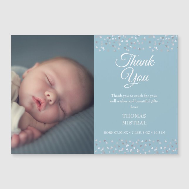 Baby Foto Hjärtan Tack Födelse Tillkännagivande (Framsida)