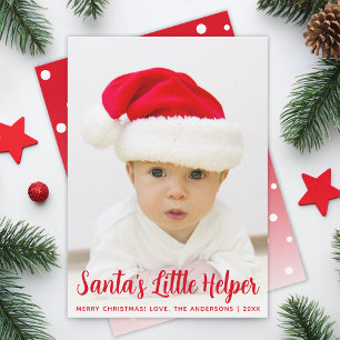 Baby Foto Jul Tomtens Lilla Hjälpare Röd Julkort