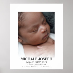 Baby-foto med statistik   Dagen då du föddes Poster