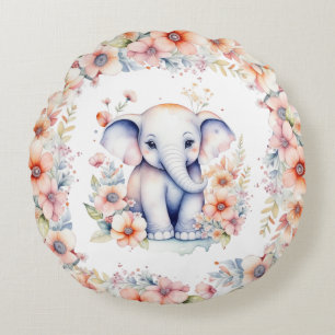Baby Foto, Namn och födelsedatum Elephant Thmet Rund Kudde
