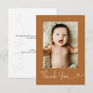 Baby Foto Tack Hjärtat Terrakotta Baby shower Kort