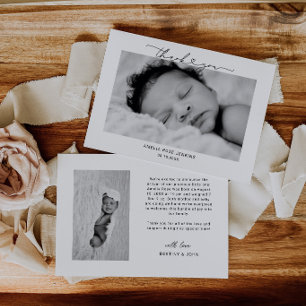 Baby Foto Tack Skript Hjärta Födelse Meddelande