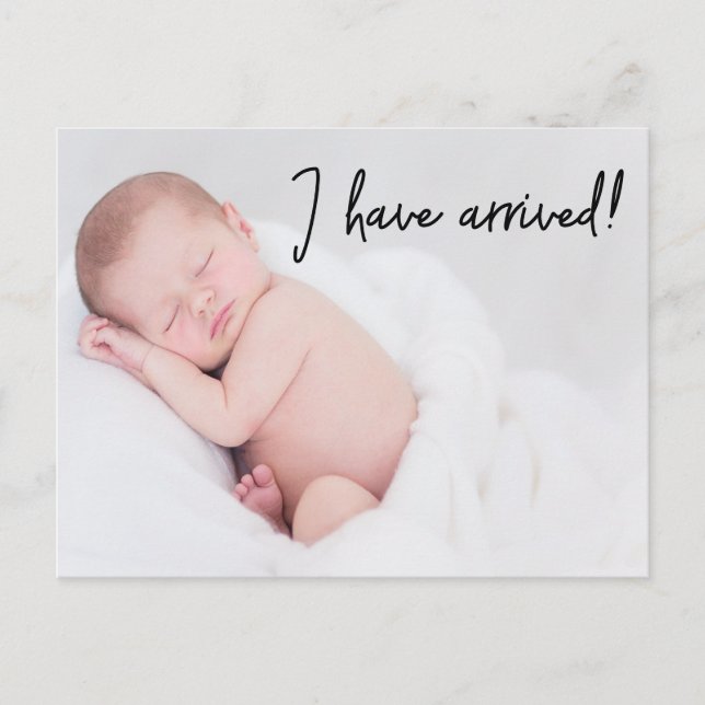 Baby Fotofödelsemeddelande jag har kommit Meddelande Vykort (Framsida)