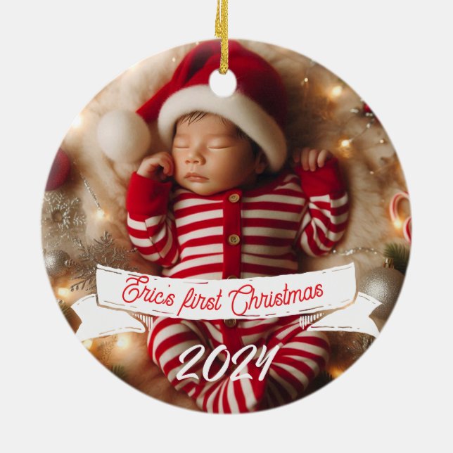 Baby Fotojulklappar, rävar och bunnier Julgransprydnad Keramik (Baksidan)