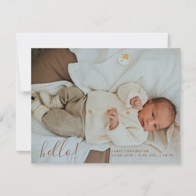 Baby Fotomodern födelse Meddelande (Framsida)