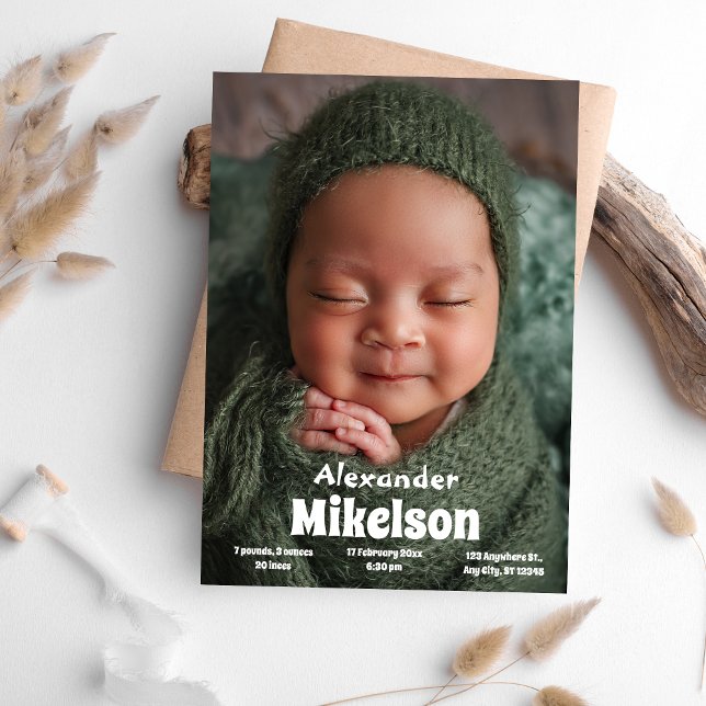 Baby Fotomodern födelse Meddelande (Skapare uppladdad)