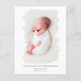 Baby, fotopatominimalistiskt, vit färgstreck, föde meddelande vykort