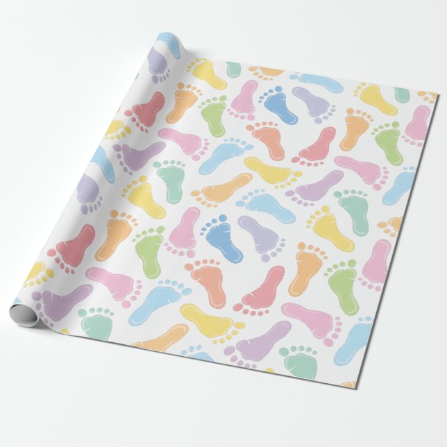 Baby Fotspår Inpackningspapper Presentpapper (Utrullad)