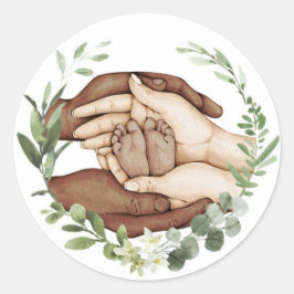 Baby Fötter i händerna dekal Runt Klistermärke