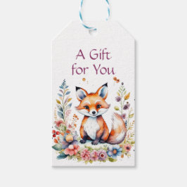 Baby Fox i Flowers Födelsedagsfest Presentetikett