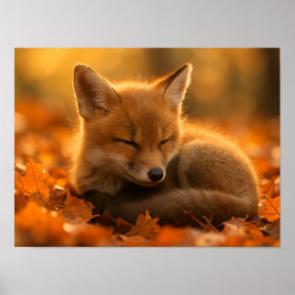 Baby Fox i Höst löv Poster