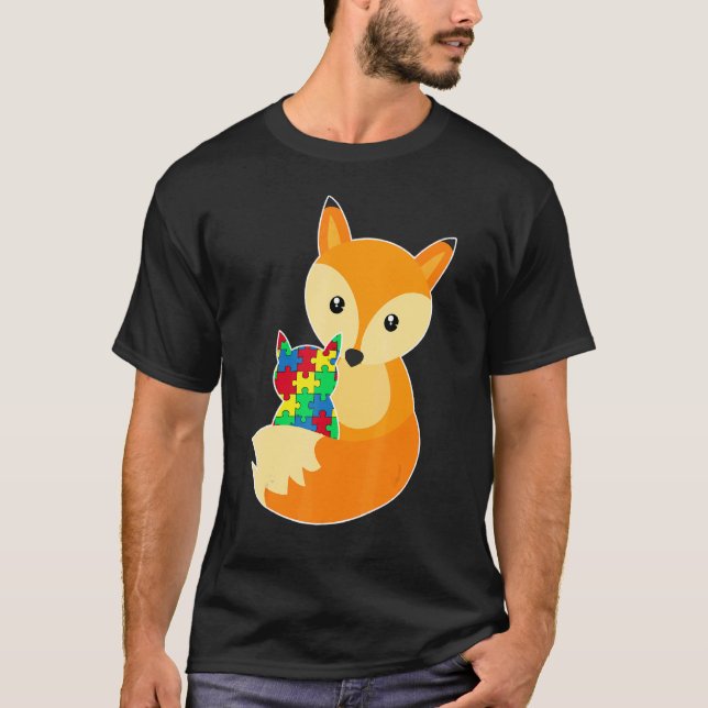 Baby Fox Kärlek Puzzle Biet Animal Coola Autism Aw T Shirt (Framsida)
