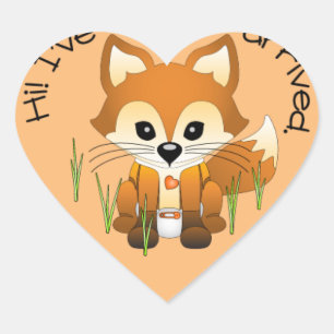 Baby Fox-meddelandestämpel Hjärtformat Klistermärke