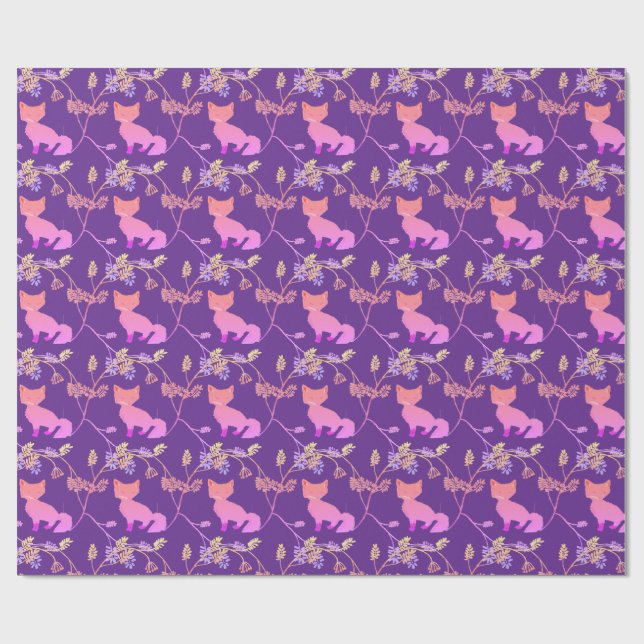 Baby Fox Natt Violett Presentpapper (Platt)