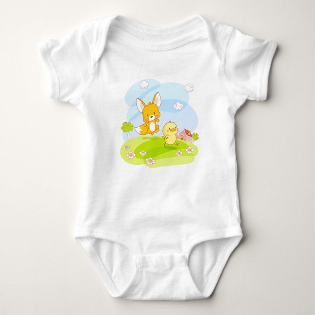Baby Fox och Chick T-shirt (Framsida)