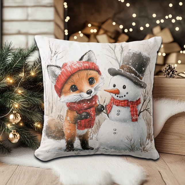 Baby Fox och Snögubbe Kudde (Skapare uppladdad)
