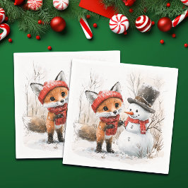 Baby Fox och Snögubbe Pappersservett