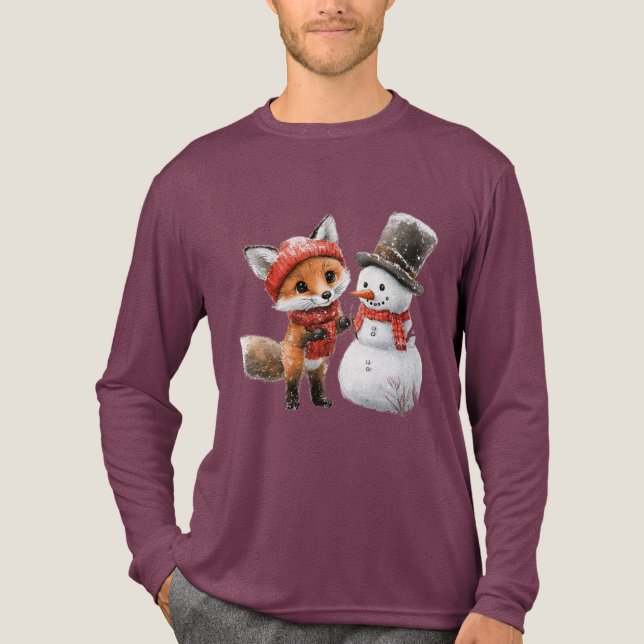 Baby Fox och Snögubbe T Shirt (Framsida)