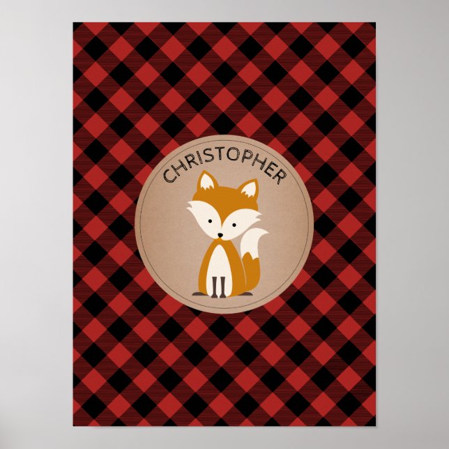 Baby Fox Play Personlig Nursery Artwork Poster (Framsidan)