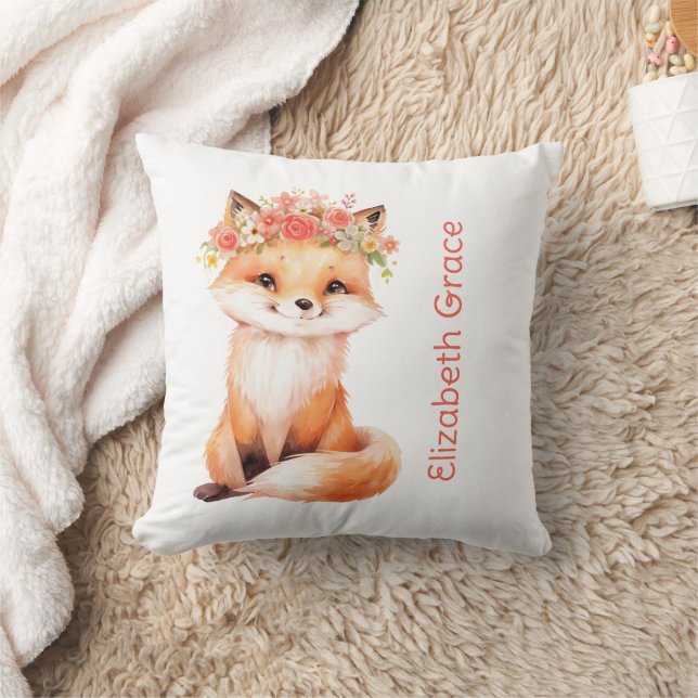 Baby Fox Rosa Blommigtar Nursery Pillow Baby Showe Kudde (Filt)