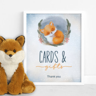Baby Fox Snowly Winter Baby Shower-kort och presen Poster