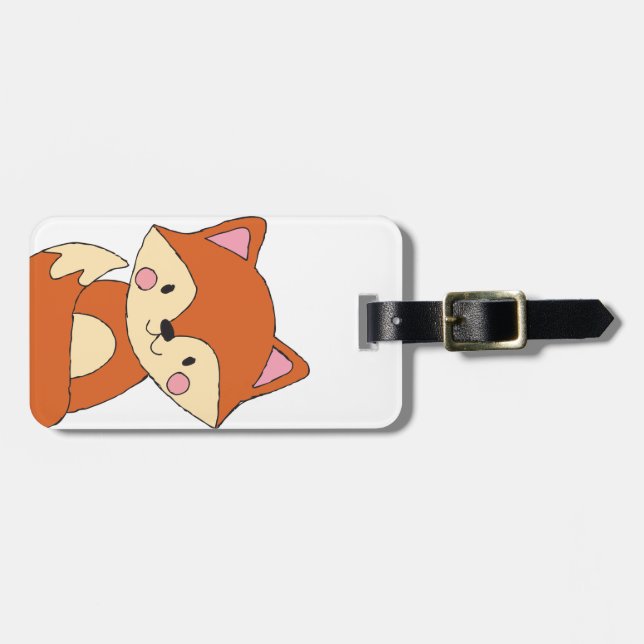 Baby Fox Teckning Cute Fox Art Baby Fox Design Bagagebricka (Horisontell Framsida)