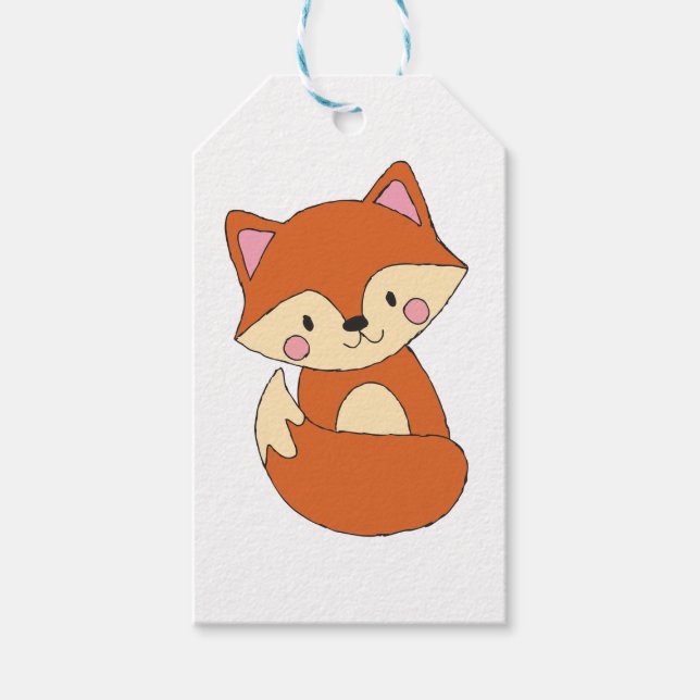 Baby Fox Teckning Cute Fox Art Baby Fox Design Presentetikett (Framsidan)