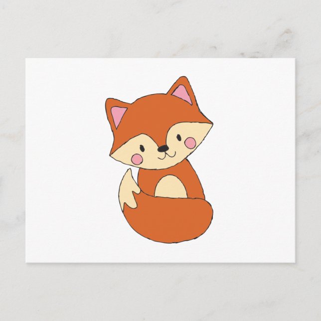 Baby Fox Teckning Cute Fox Art Baby Fox Design Vykort (Framsida)
