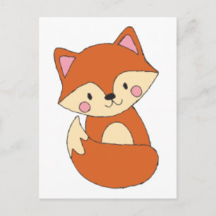 Baby Fox Teckning Cute Fox Art Baby Fox Design Vykort