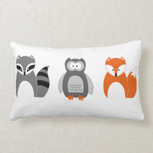 Baby Fox Uggla Raccoon Dekorativ kudde