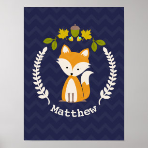Baby Fox Wandeine Personlig Nursery Artwork - Boy Poster