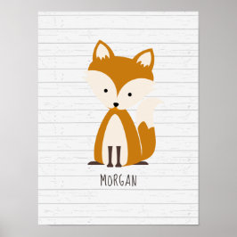 Baby Fox Wood Personlig Nursery Artwork Poster
