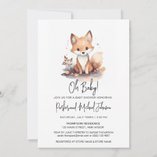 Baby Fox Woodland Animal Baby Shower Inbjudningar