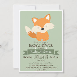 Baby Fox, Woodland Baby Shower eller Sprinkle Inbjudningar