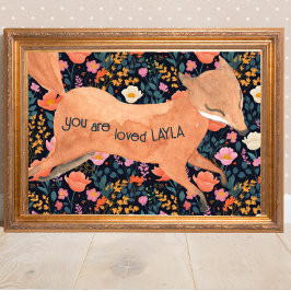 Baby Fox Woodland Cottagecore Blommigt Poster