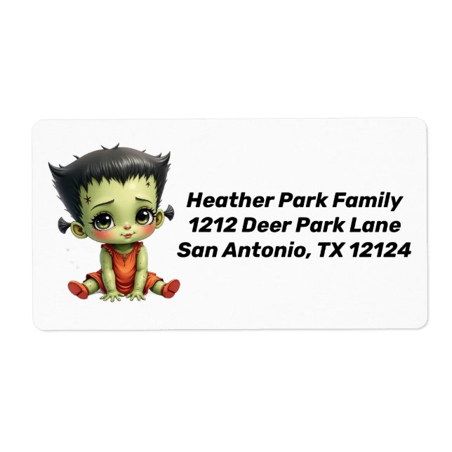 Baby Frankenstein Return Address Label Fraktsedel (Framsidan)