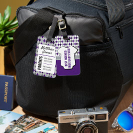 Baby Frog Lila Grått Argyle Mönster Bag Märkre Bagagebricka