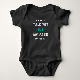 Baby Funny Blue och White Text Jersey Bodydräkt T Shirt