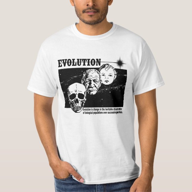 Baby, gamle man och skalleevolutionssekvens T-shir T Shirt (Framsida)