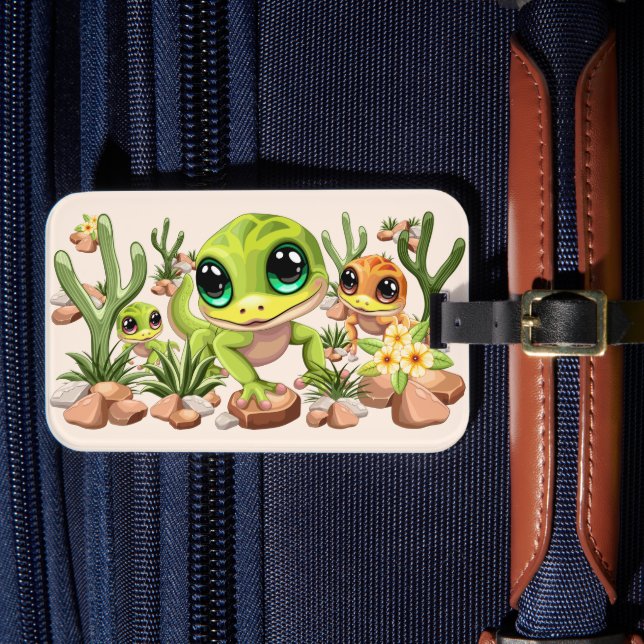 Baby Geckos Cute Tecknade figurer Bagagebricka (Framsida Insitu 4)