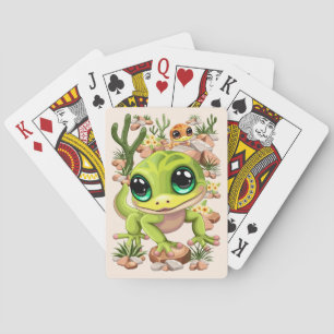 Baby Geckos Cute Tecknade figurer Casinokort