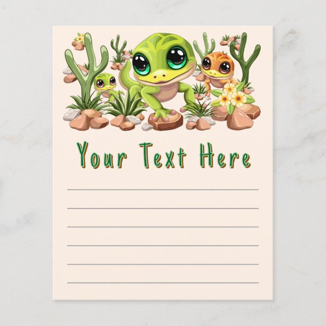 Baby Geckos Cute Tecknade figurer Flygblad (Framsidan)