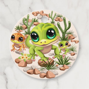 Baby Geckos Cute Tecknade figurer Gåvor Etiketter