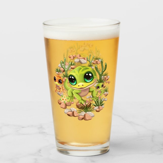 Baby Geckos Cute Tecknade figurer Glaskopp (Framsida fylld)